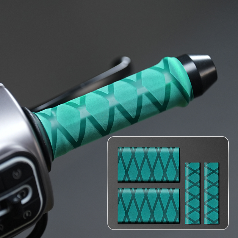 Motorcycle Handlebar: Motuoche Motorcycle Handle Cover - rainbow-grid-heat-shrink-handlebar-brake-cover-green