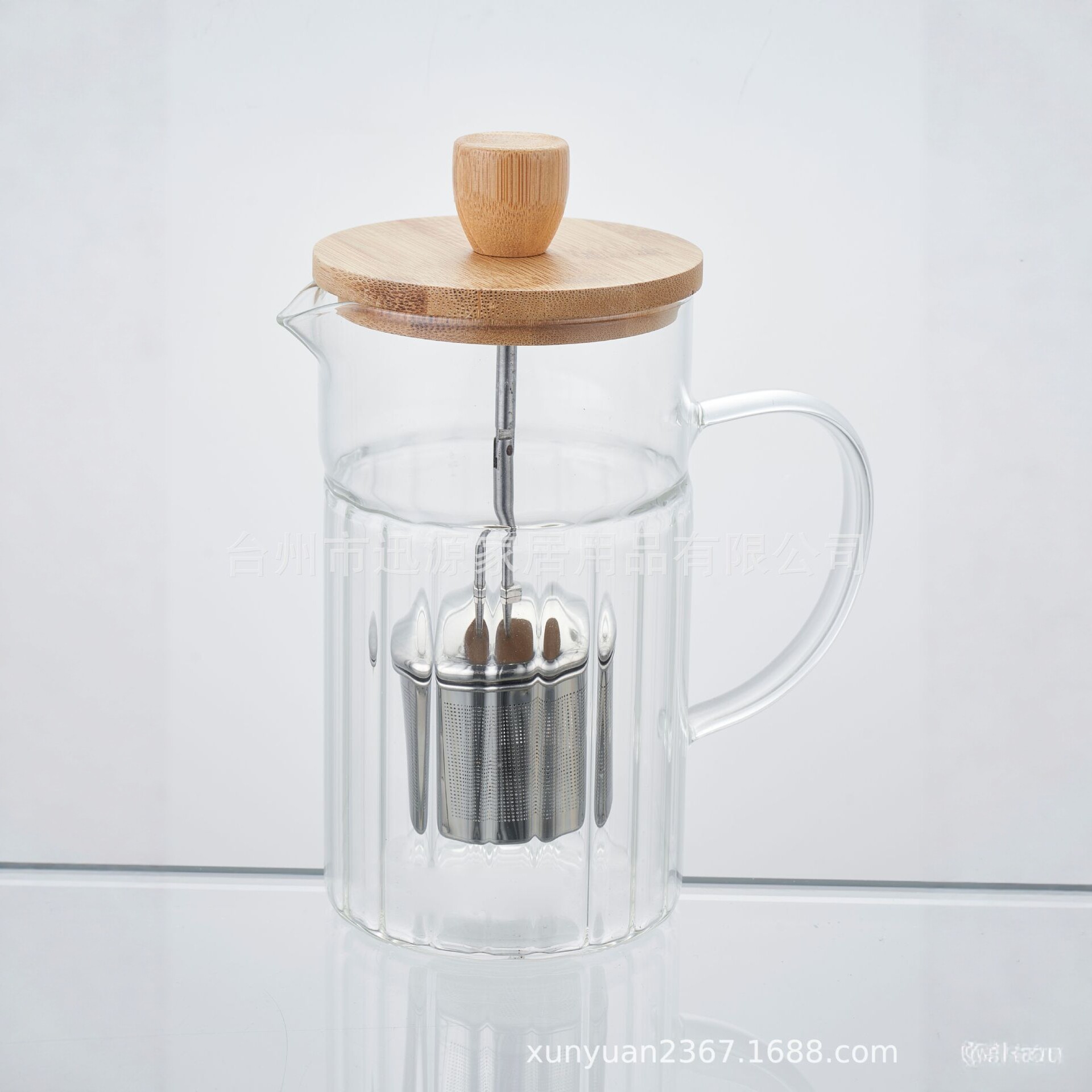 tetera de café de vidrio de alto borosilicato con malla de filtro de madera tapa de mano tetera de té resistente al calor tetera de infusión