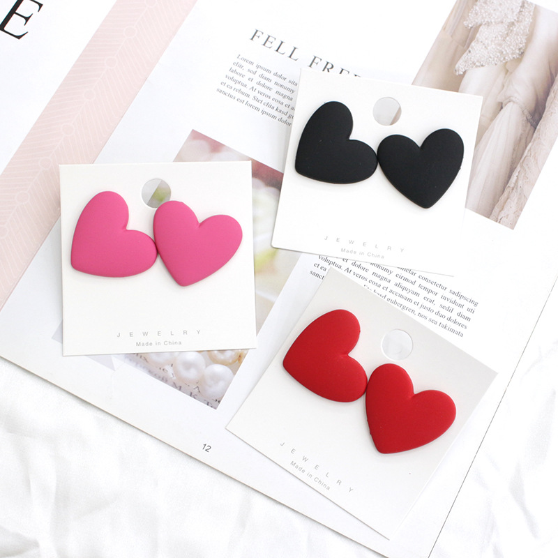 1 Pair Fashion Heart Shape Plastic Resin Valentineu0027S Day Womenu0027S Ear Studs