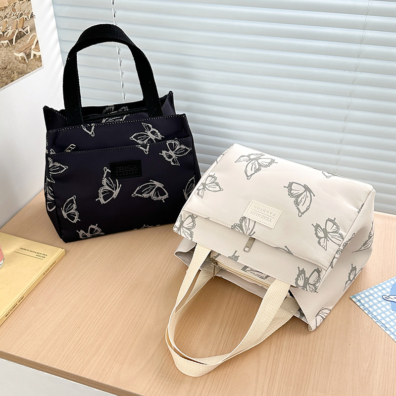 日本の新作INS風蝶柄ハンドバッグ 女性用 高見えママバッグ お出かけ用バッグ サラリーマン弁当バッグ