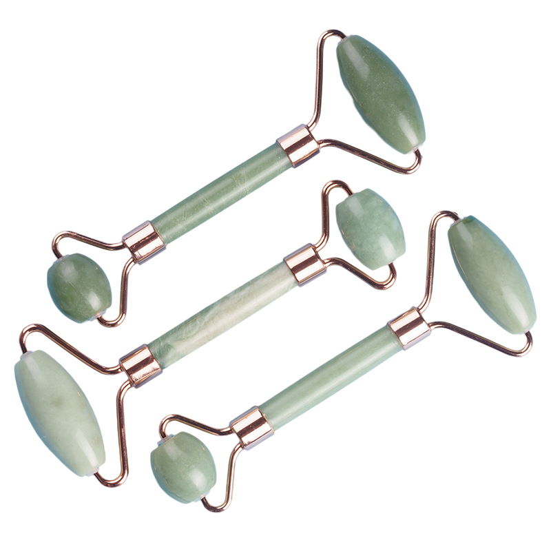 Redondo y cómodo fácil de sostener el rodillo de masaje Xiuyu de doble cabeza suave rodillo de jade facial rodillo de jade contenedor de belleza