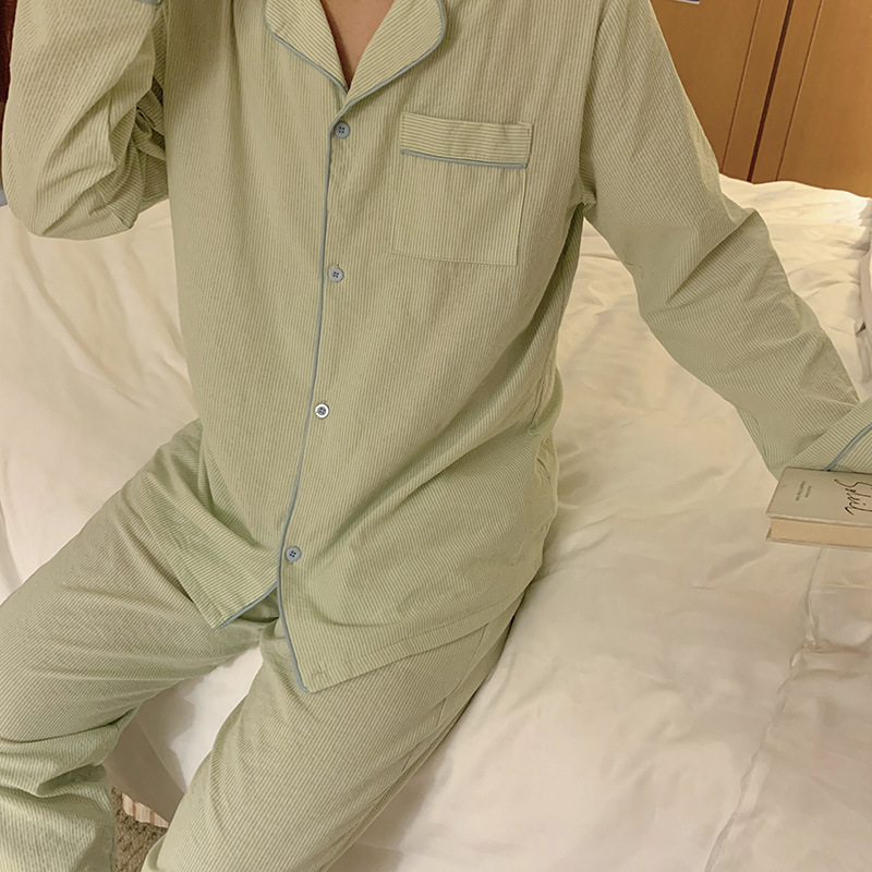 Product details picture_actual shot#New Product#Men's Comfortable Loose Striped Early Autumn Pajamas Home Clothing Set