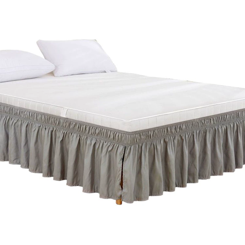 Эластичная юбка для кровати чистого цвета. Amazon специализируется на экспортных эластичных встроенных фартуках.