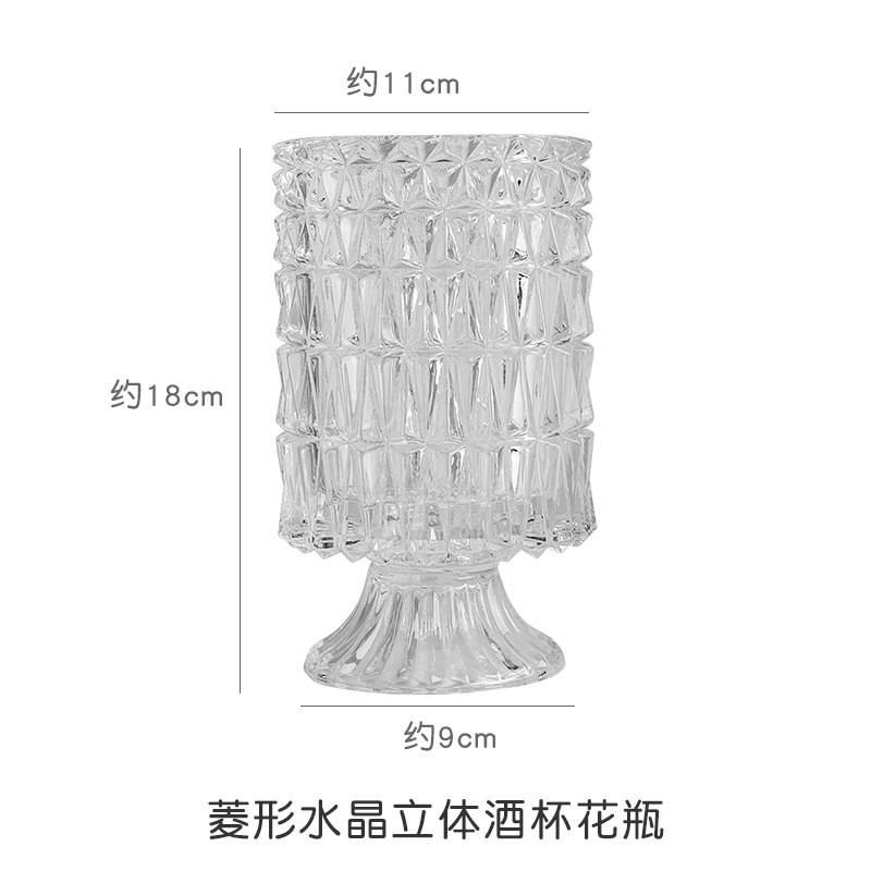 다이아몬드 크리스탈 3 차원 와인 유리 꽃병