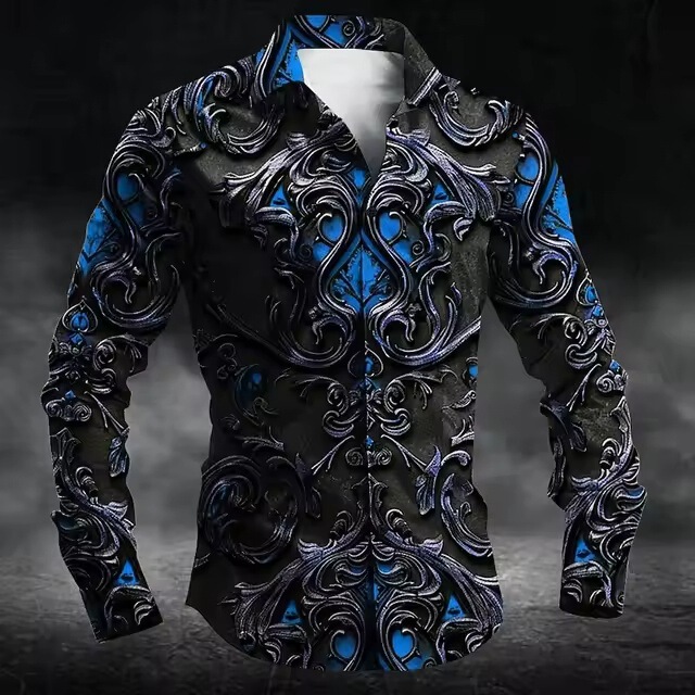 Cross-Border 2025 Men's Casual Outdoor Street T-Shirt Long Sleeve 3D Printed Shirt Soft and Plaid Shirt Wholesale