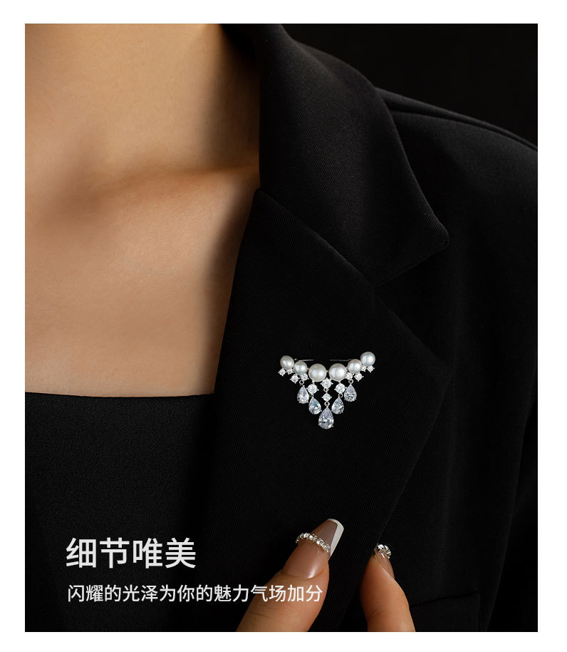 日韩百搭天然淡水珍珠流苏胸针高档精致奢华吊坠别针批