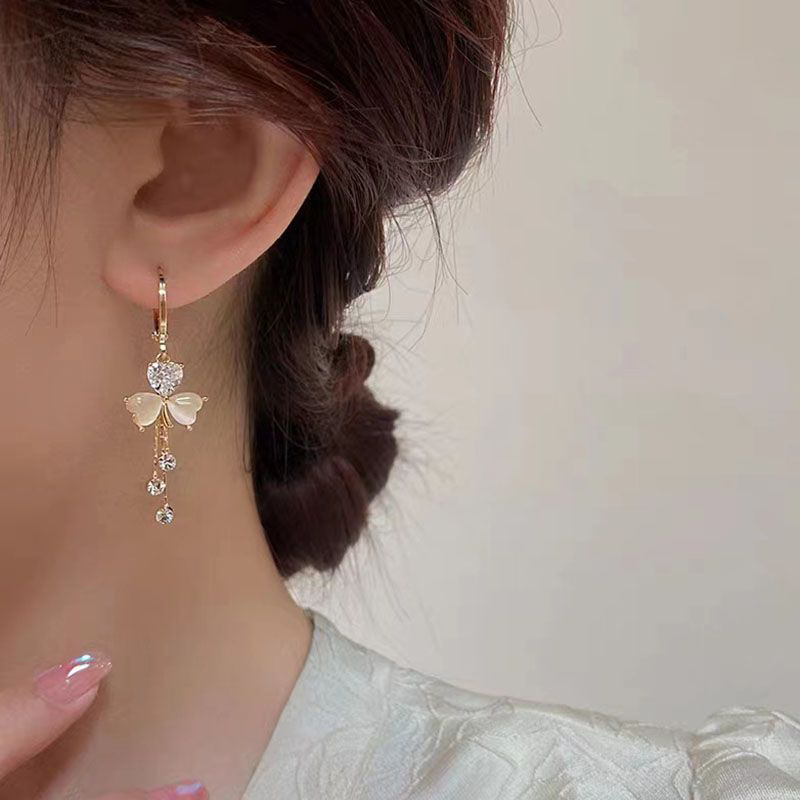 Drop Earrings Classification 1 Pair Quantity 1 Pair Simple Style Heart Shape Inlay Alloy Zircon Drop Earrings