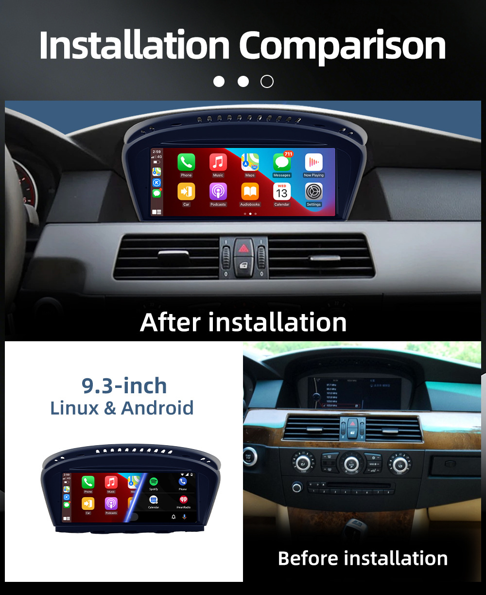 Large Screen Central Control Navigation System Suitable for Bmw 3/5 Series E60 E61 E64 E90 E91 E93 2004-2012