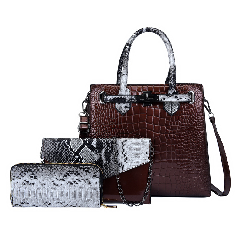 New European and American fashion crocodile pattern crossbody single-shoulder handbag bags for women, wholesale of mother and child set bags undefined