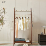 全实木衣架落地卧室衣帽架置物家用木质白蜡木艺术组装轻奢创意款