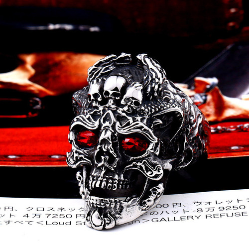 beier European and American retro jewelry wholesale titanium steel men's ring punk domineering skull stainless steel ring