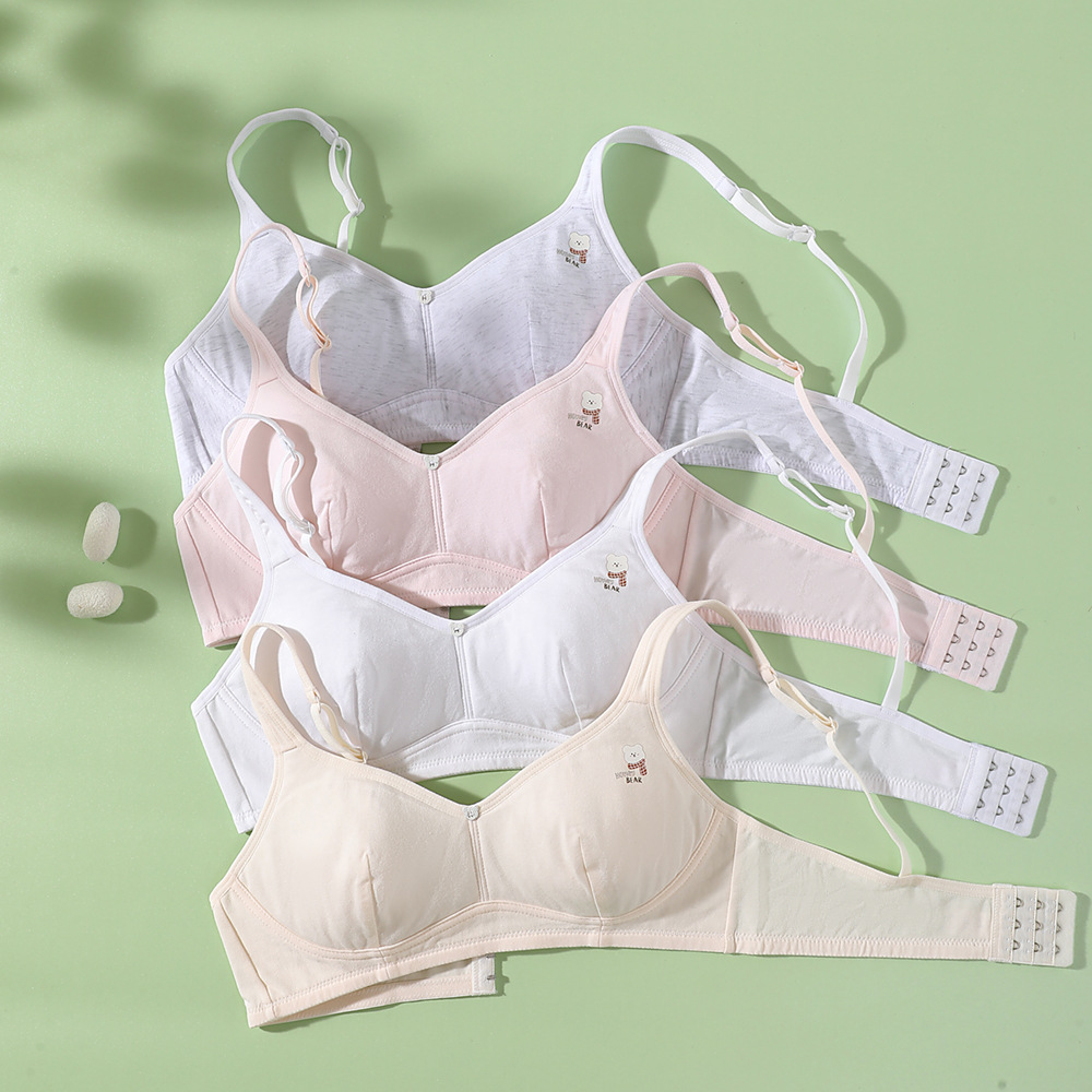 Omefen 여아 발달 속옷 3 단계 강철 반지 없음 코튼 브라 여성 고등학생 속옷 여성