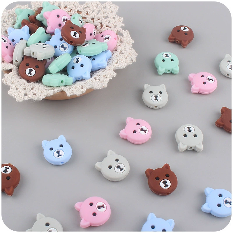 Детские силиконовые бусины в виде головы медведя DIY Детские коренные зубы соска цепочка браслет из десен игрушки аксессуары