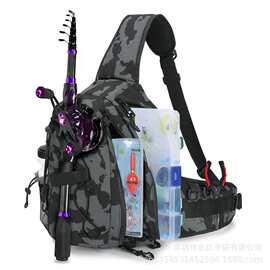 专用单肩可绑竿背包路亚新款多功能工具钓鱼溪流钓腰包斜挎鱼竿包