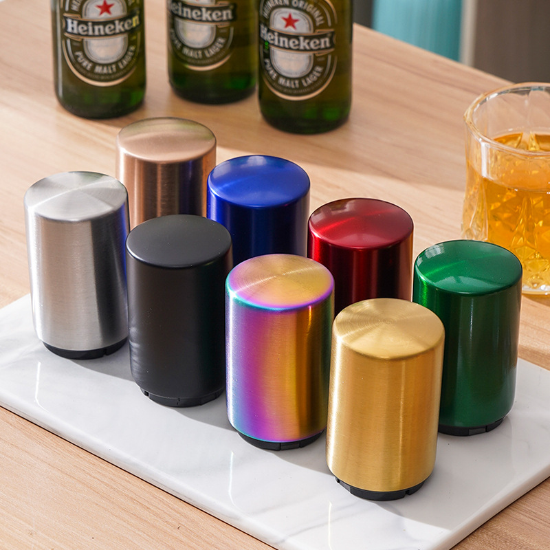 Abridor de botellas de cerveza explosivo transfronterizo abridor de botellas de acero inoxidable creativo Abridor de tapa automático de presión puede imprimir logotipo