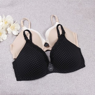 European and American Single Pure Cotton Glow Lace Trim Pregnant Women's Nursing Bra Thin Breastfeeding Bra Front Opening Buckle Breastfeeding Underwear