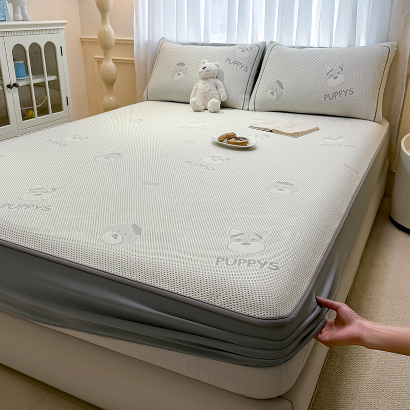 A clase madre e infante grado frijoles de verano estera de seda de hielo estera de verano hogar estera suave se puede lavar con máquina dormitorio set de tres piezas 4