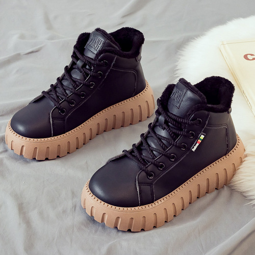  Autumn and Winter New Snow Boots Women's Boots Short Boots Martin Boots Versatile Cotton Shoes Plus Velvet Women's Shoes Cotton Boots