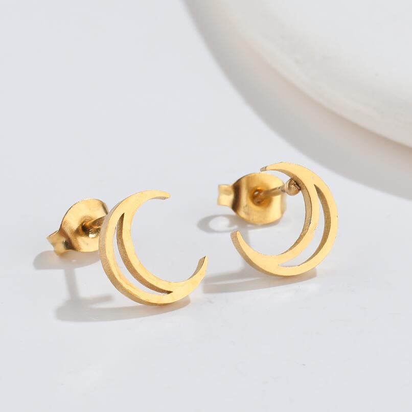 Fashion Moon Titanium Steel Ear Studs Plating No Inlaid Stainless Steel Earrings