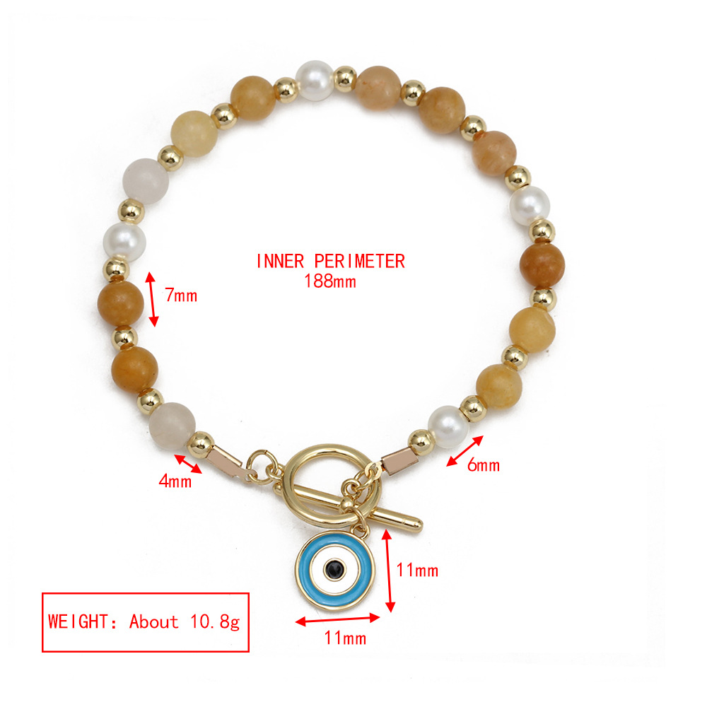 Simple Style Devilu0027S Eye Copper Beaded Plating Inlay Zircon Bracelets 1 Piece