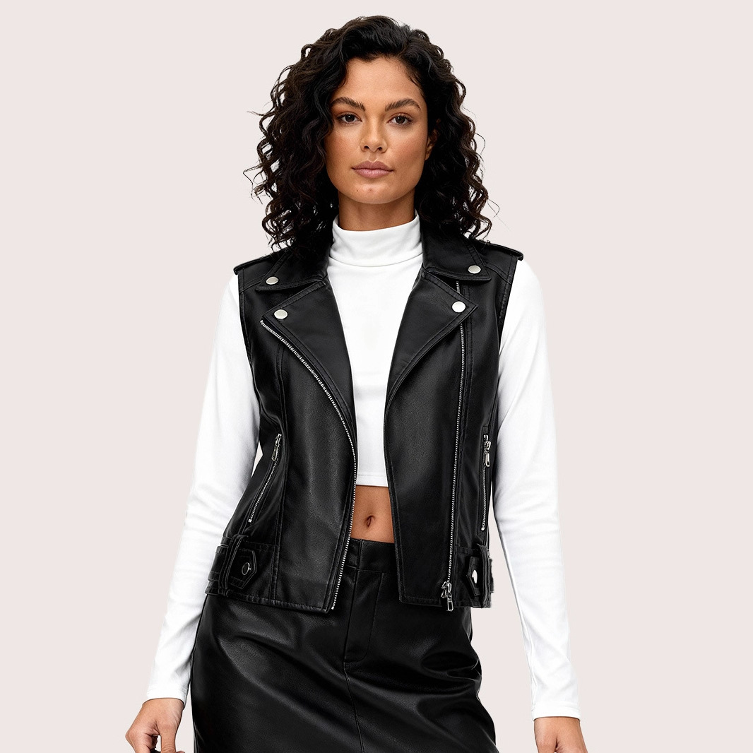 Cross-Border Spot Dropshipping Leather Jacket Jacket for Women New Short Motorcycle Leather Jacket for Women