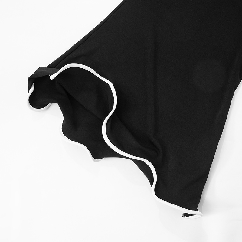 Women Clothing Summer Contrast Color Ruffled off the Shoulder Tube Top Backless Sheath Sexy Dress