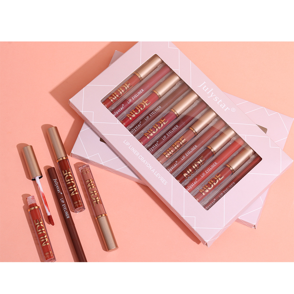 Julystar Makeup bestseller Non-stick cup mouth red pen Cross-border European and American waterproof long-lasting matte lip gloss lip liner pen undefined