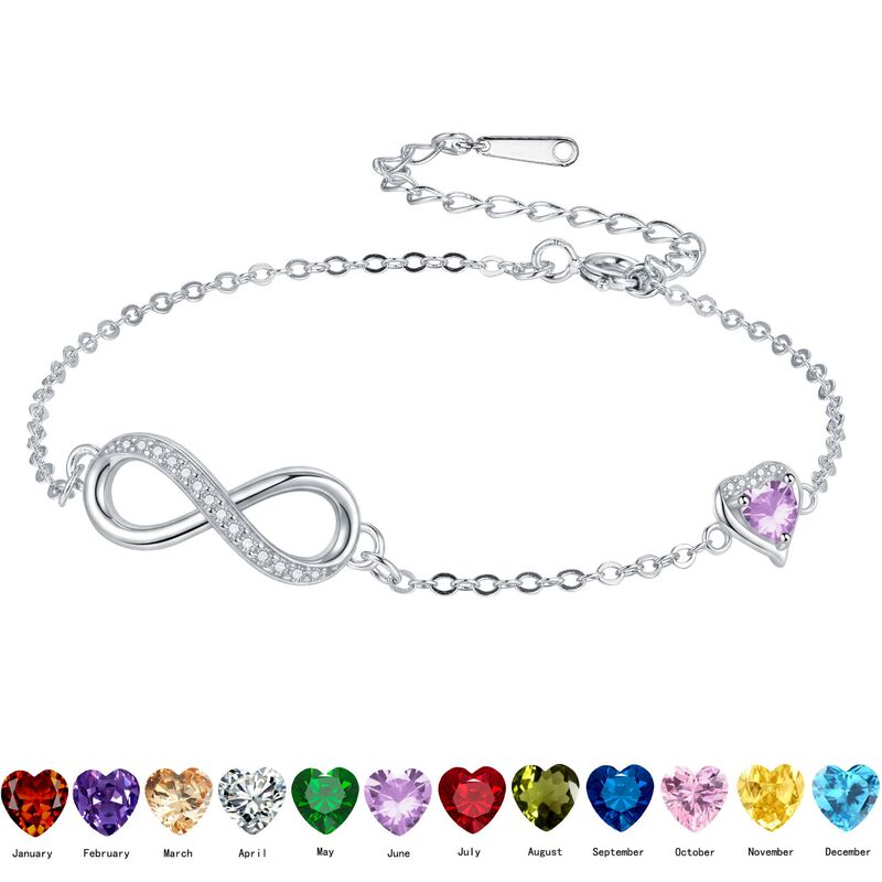Light Luxury Birthstone Infinity Love Lucky Bracelet for Women, Niche Design, Fashionable and Skin-Brightening Bracelet, Gift for Girlfriend's Birthday