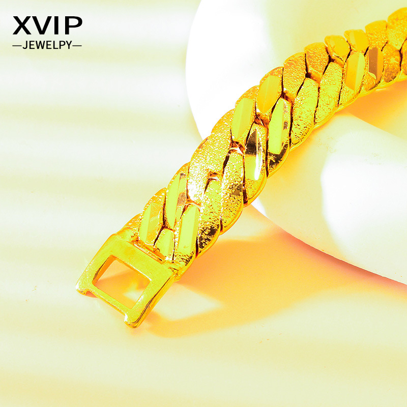 Vietnamese Sand Gold 12mm Men's Buckle Bracelet Bracelet Wholesale Men's Bracelet Cross-Border Jewelry Wide Edge Bracelet