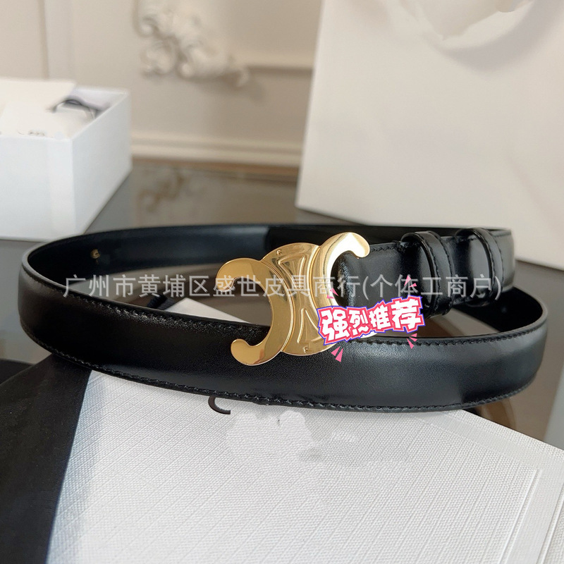 High-End 2.5 Arc De Triomphe Women's First-Layer Calfskin Belt, Popular Trendy Versatile Casual Belt for Denim Skirts and Shirts