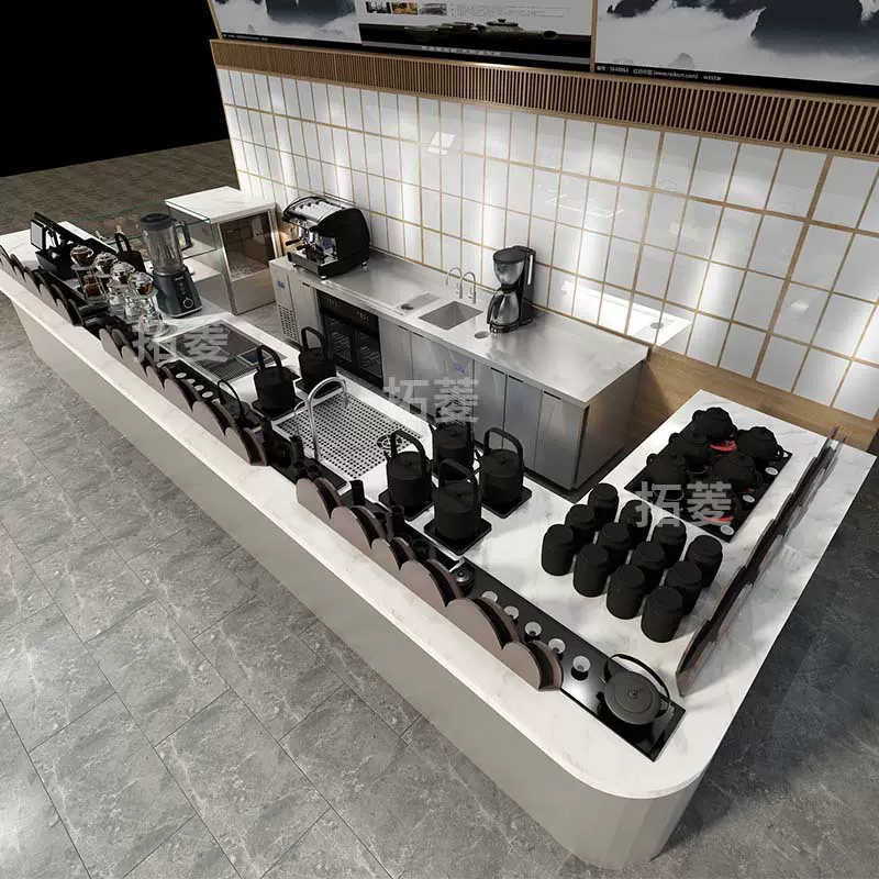新中式操作台茶馆吧台订制手冲台不锈钢前吧煮茶器纯茶咖啡工作台