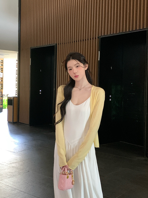 alex stevens慵懒风针织开衫女秋季外套薄款中长款外搭羊毛衫上衣|undefined