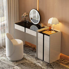 新款现代梳妆台斗柜一体高级轻奢卧室化妆柜小户型边柜组合妆台