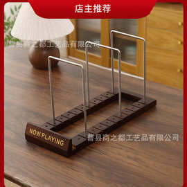 家用桌面立式黑胶碟片架木质装饰唱片收纳架桌面CD唱片整理架