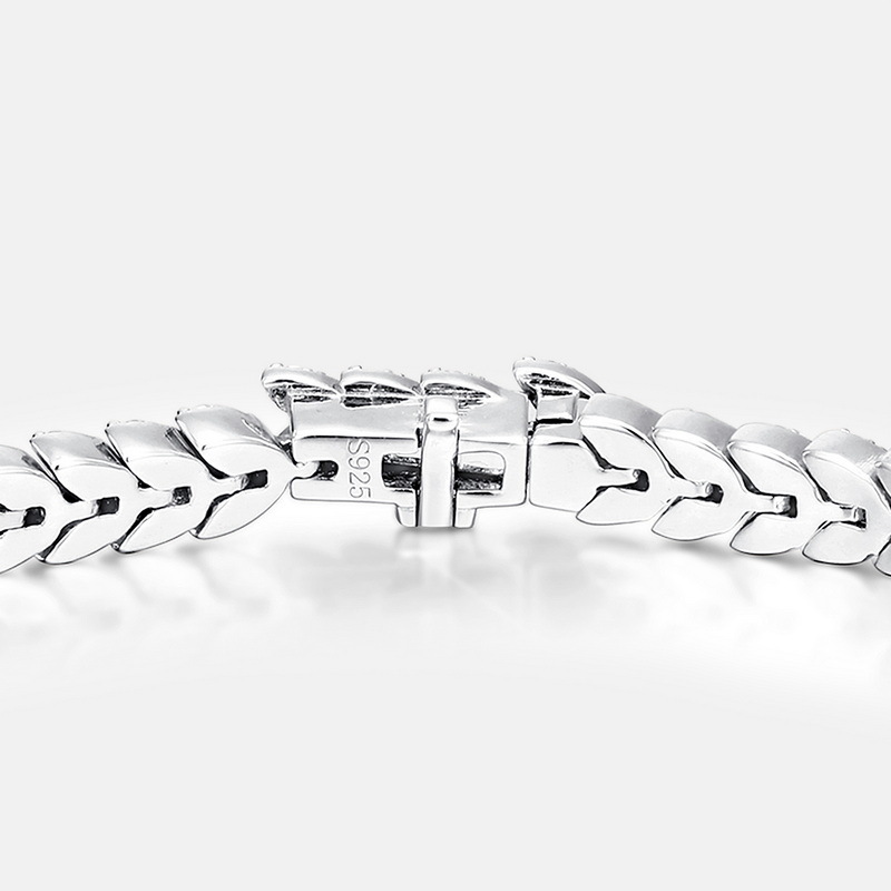 Transfronterizo nuevo S925 plata esterlina con incrustaciones de diamantes brillantes pulsera de los hombres y las mujeres de Europa y América marca de moda hip hop joyería regalo de cumpleaños