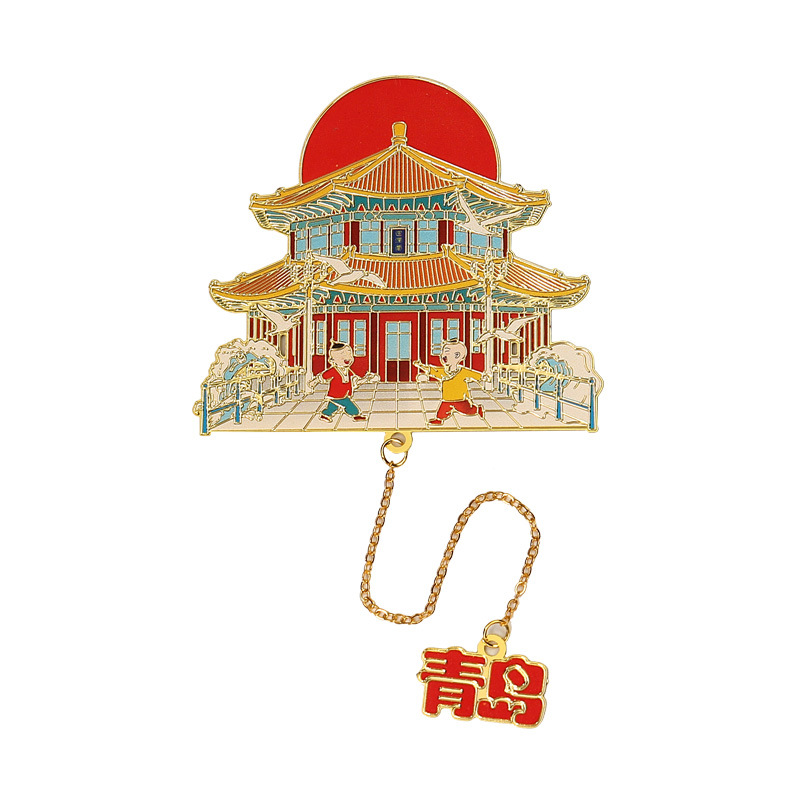 청도 관광 명소 금속 책갈피 5 월 4 일 광장 트레슬 Huilan Pavilion 클래식 중국 스타일 관광 기념품 선물