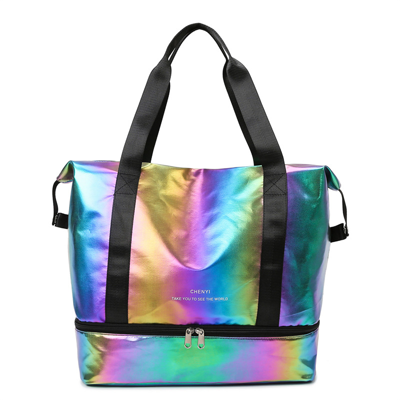 Nueva bolsa de viaje ligera de verano, bolsa de gimnasio expandible de color colorido, bolsa de yoga portátil de gran capacidad con separación en seco y húmedo image 6