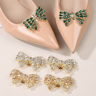 New Fashion Full Diamond Glass Bow Decoration Rhinestone Shoes Clothing Luggage Accessories Shoe Flower Shoe Buckle Accessories Wholesale