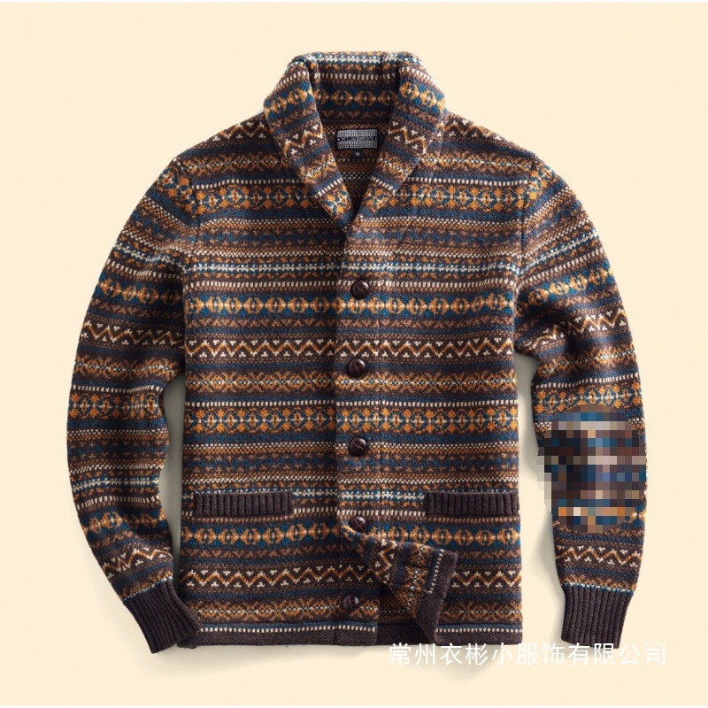 European and American Single-Tail Goods Cut Label Autumn and Winter Men's Woolen Sweater Cardigan Knitwear Jacket Trendy Men's Wholesale