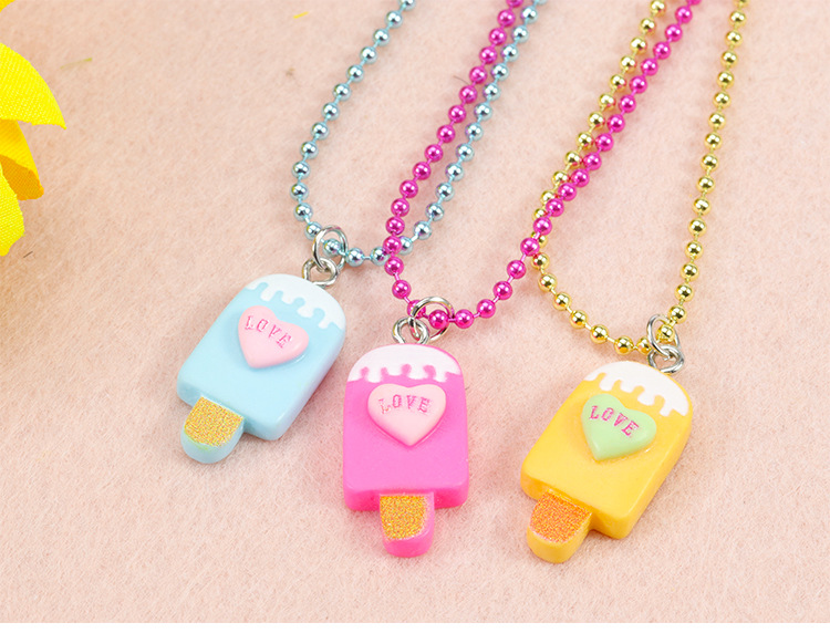 Cute Ice Cream Letter Plastic Resin Girl's Rings Necklace display picture 3