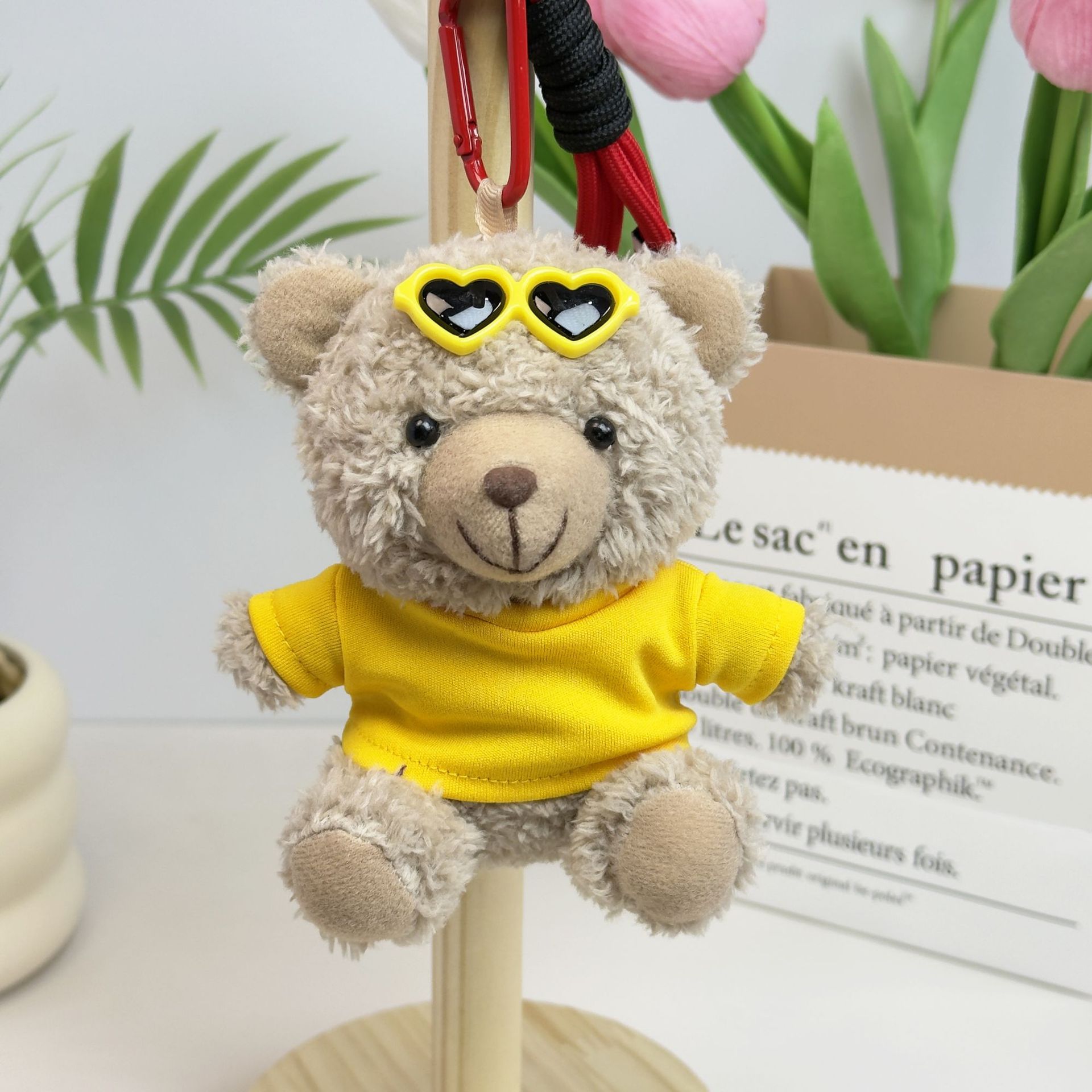 Suéter Teddy Bear Keychain bolsas colgantes muñecas de peluche creativas lindas gafas piloto Teddy Bear