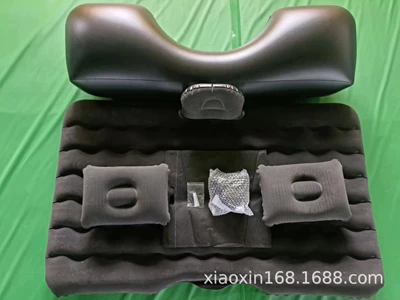 Car Rear Seat Inflatable Bed, Vehicle-mounted inflatable bed - deep-black-back-row-wave-pattern-inflatable-bedlong-leg-piers2pillows2