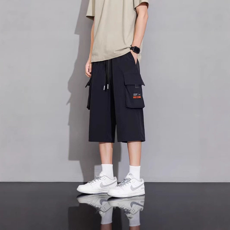 Summer Quick-Dry Thin Men's Cropped Pants, Loose Fit, Large Size, Outdoor Shorts, Youth Sports Casual Shorts
