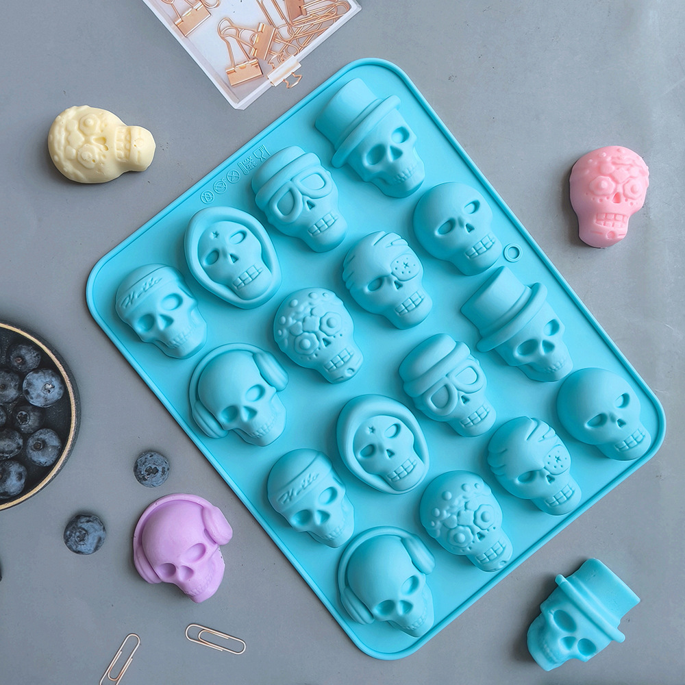 Skull Grid Hielo Silicone Mold Bar DIY Extraña bandeja de hielo 3D pudín de chocolate molde de pastel 688