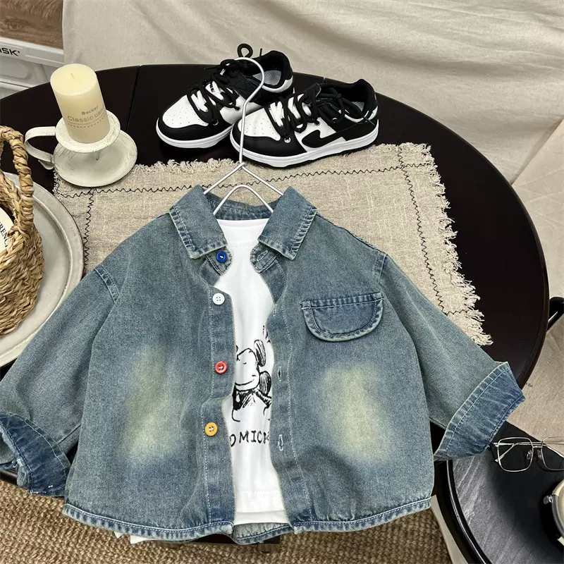 男童牛仔外套春款2026新款洋气韩范儿童上衣男宝帅气春装开衫潮