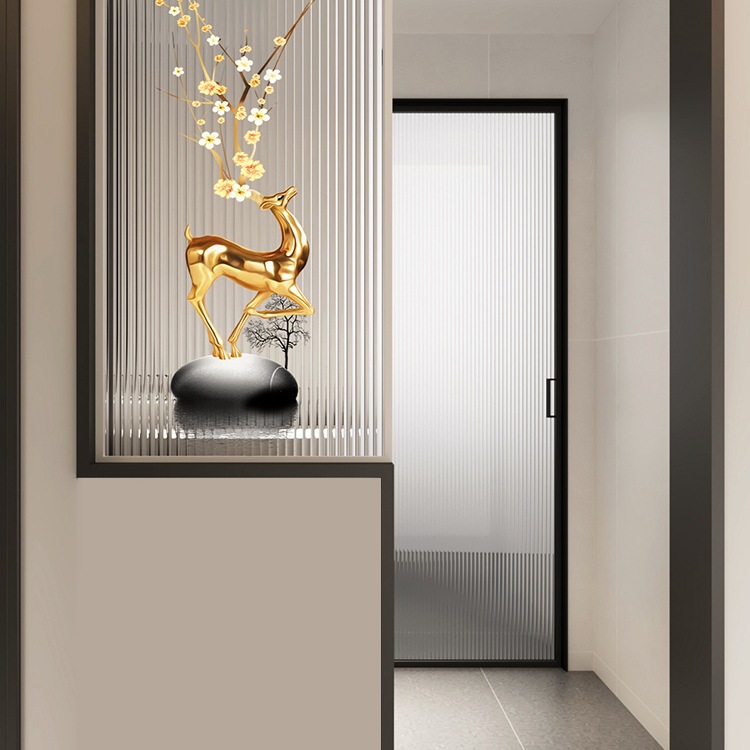 Half-Wall Changhong Glass Screen Bathroom Dry and Wet Area Washbasin Cream Style Simple Modern Art Living Room Partition