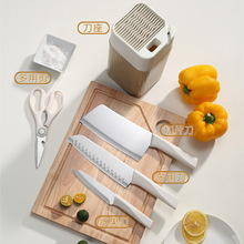 热销新品厨房刀具套装不锈钢菜刀五件套厨房用品礼品套刀带收纳架