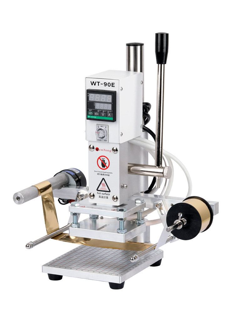 wtong文通WT-90E小型压唛机自动卷纸烫金机手动烙印机皮革PU压痕