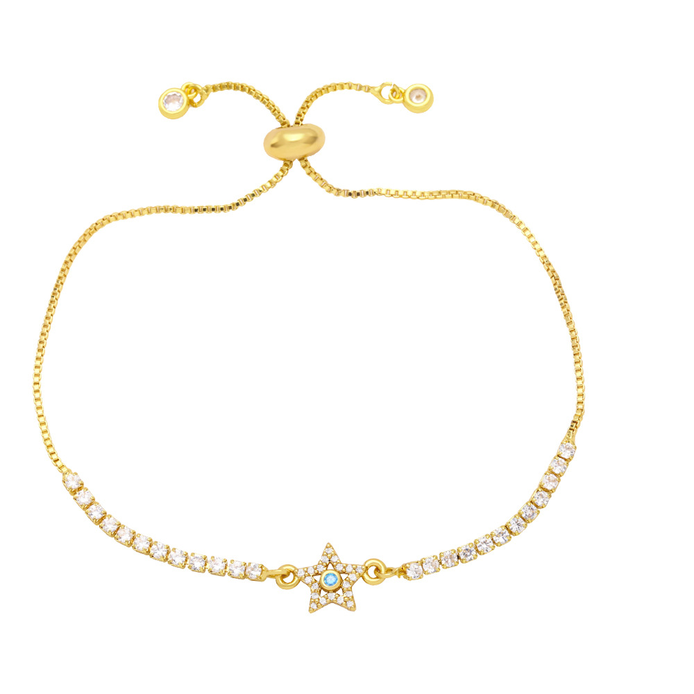 10g Weight 18K Gold Plated Plating Material Zircon Inlay Material Bracelets Classification Copper Material Star Pattern Women'S Gender Fashion Style Fashion Copper Xingx Bracelet Zircon Copper Bracelets 4