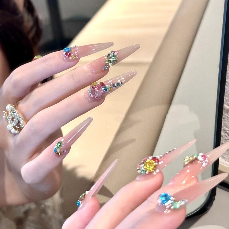 Handmade Wearable Nails, High-End Sexy, Sparkling Butterfly Dopamine Flash Diamonds, Whitening Removable Nail Patches